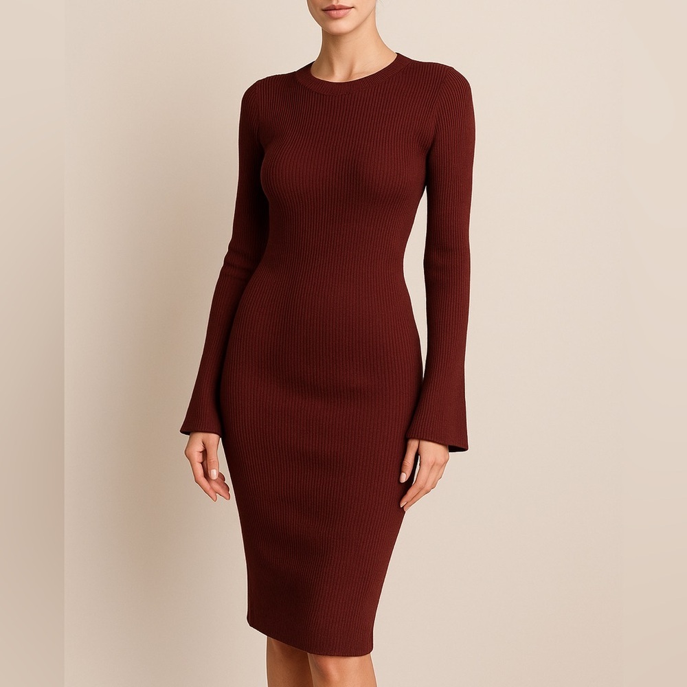 Fall essential ~ Gianni Bini Brown Long Sleeve Sweater Dress
